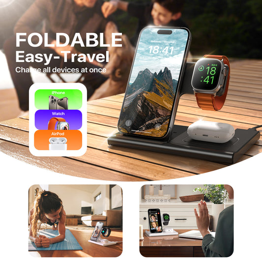 3-in-1 Wireless Charging Station – Fast 15W Dock
