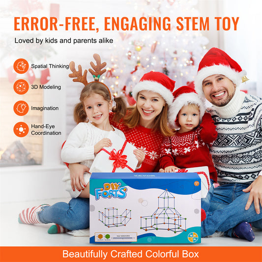 VEVOR Kids Fort Building Kit – 120PCS STEM Construction Toy Castle Play Set