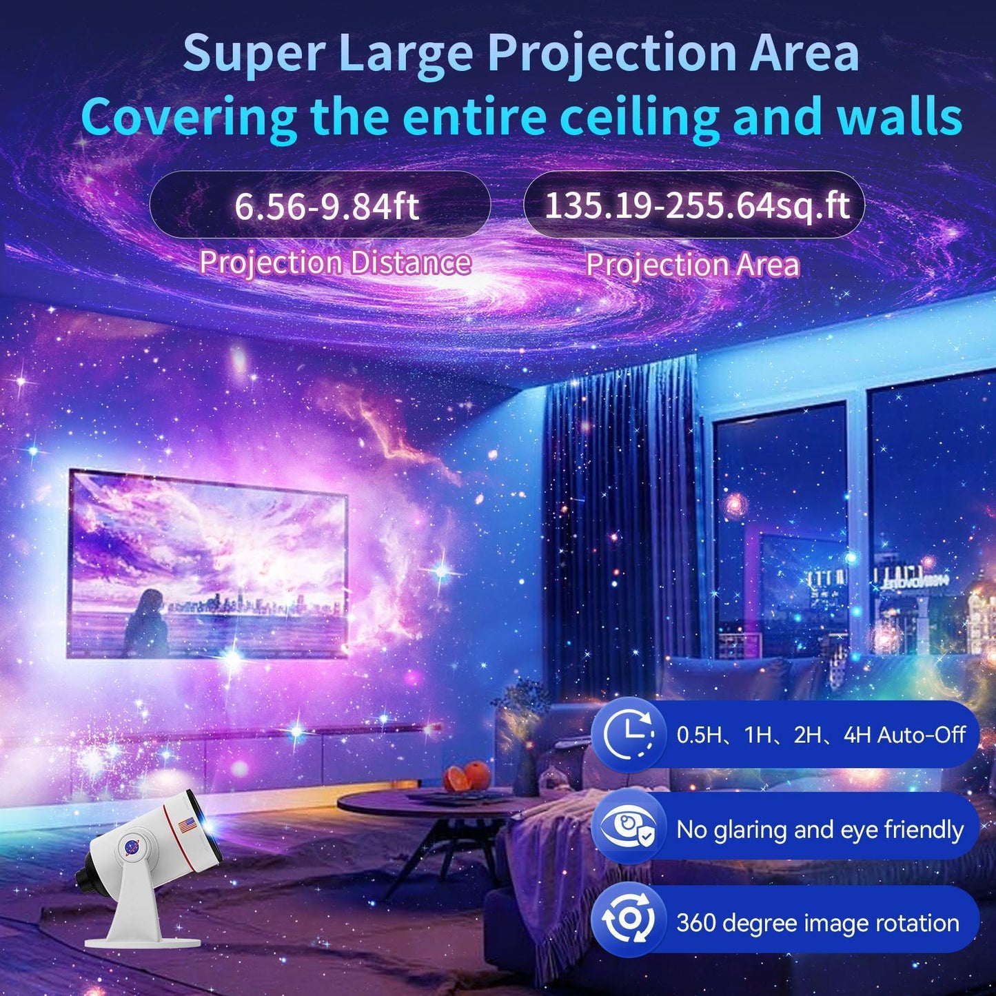 Galaxy Light Projector – 2025 HD Space Lamp for Bedroom & Living Room
