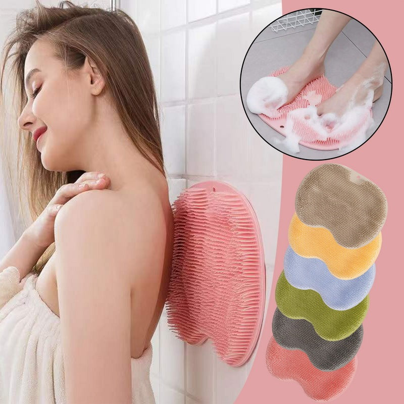 2-in-1 Non-Slip Massage Bath Mat – Suction Cup Back Scrubber & Foot Pad
