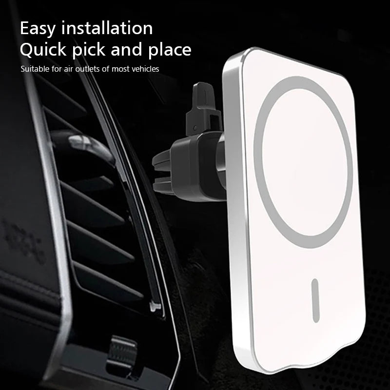 15W Magnetic Car Charger – MagSafe Wireless Mount for iPhone