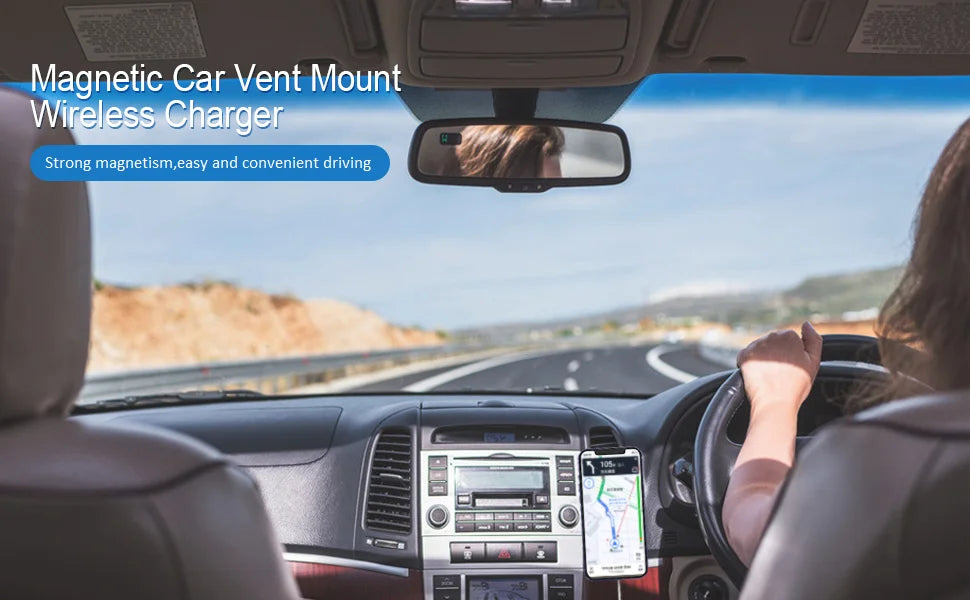 15W Magnetic Car Charger – MagSafe Wireless Mount for iPhone
