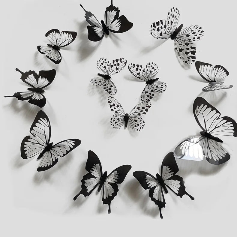 3D Butterfly Wall Stickers – 24Pcs Black & White Removable Home Décor