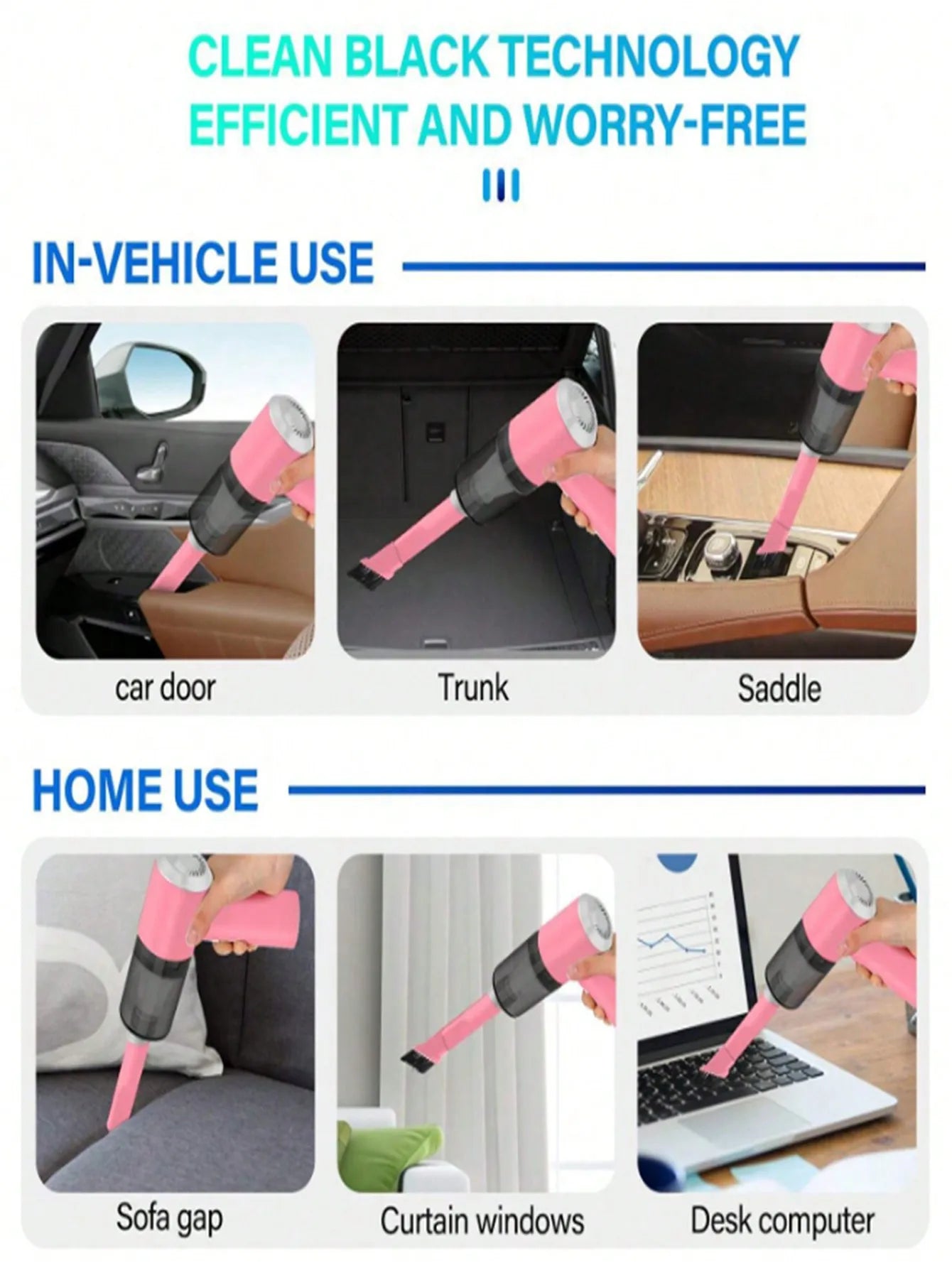 3-in-1 USB Car Vacuum Cleaner – Suction, Blow & Precision