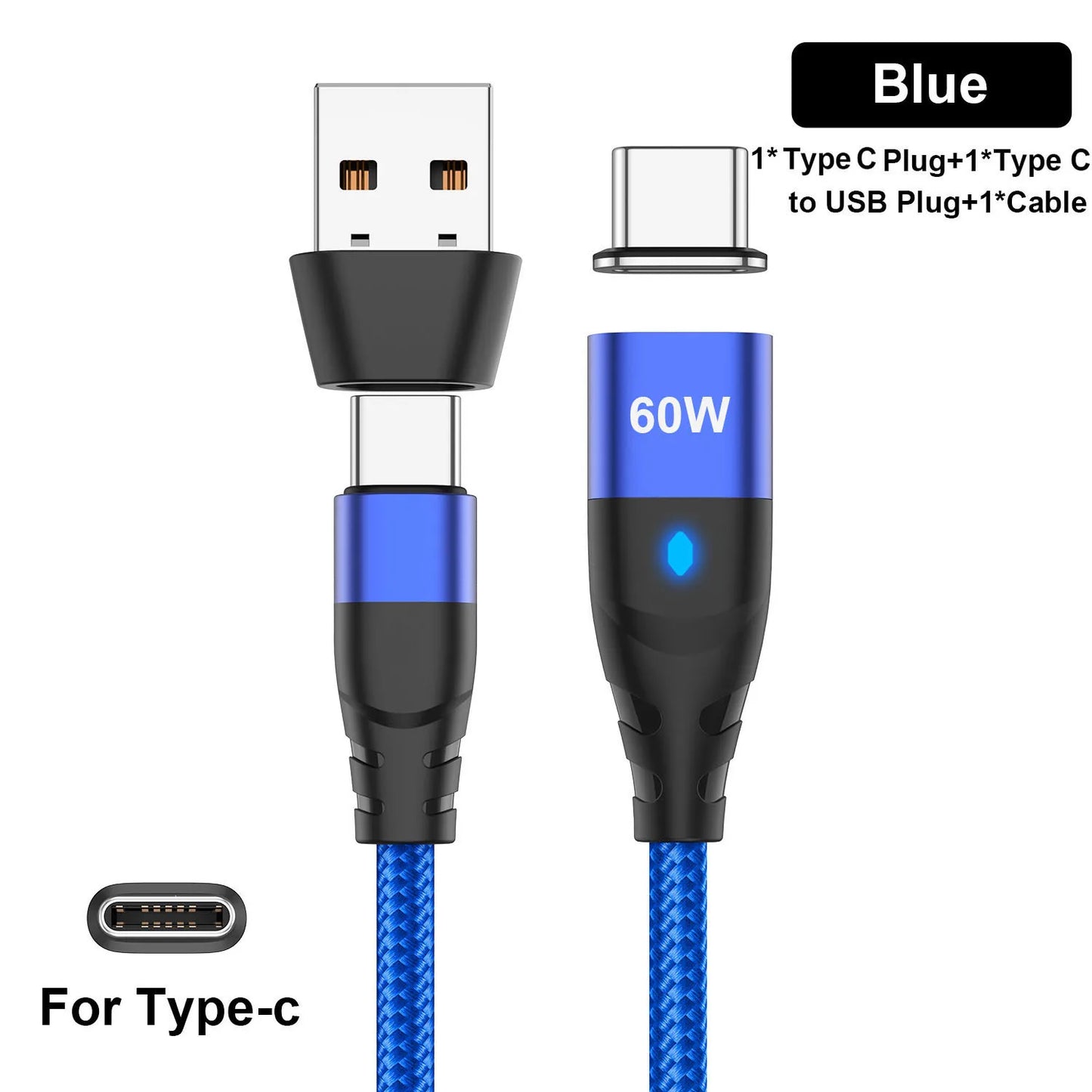 USB-C Magnetic Charging Adapter – 60W Fast Charger & Port Protection