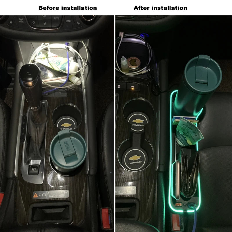 LED Car Seat Gap Organizer. Premium Leather with 2 USB Ports