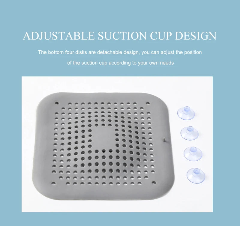 Silicone Shower Hair Catcher Non-Slip Drain Cover for Bathroom & Sink