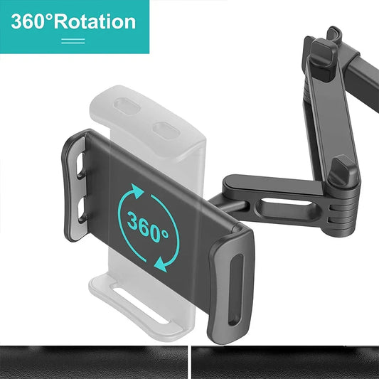 360° Car Headrest Tablet Mount – Back Seat Holder for iPad & Phones