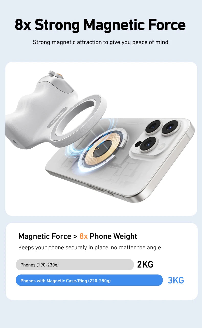 Magnetic Phone Grip with Remote – Pro Video Handle for iPhone & Android