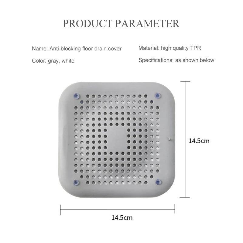 Silicone Shower Hair Catcher Non-Slip Drain Cover for Bathroom & Sink