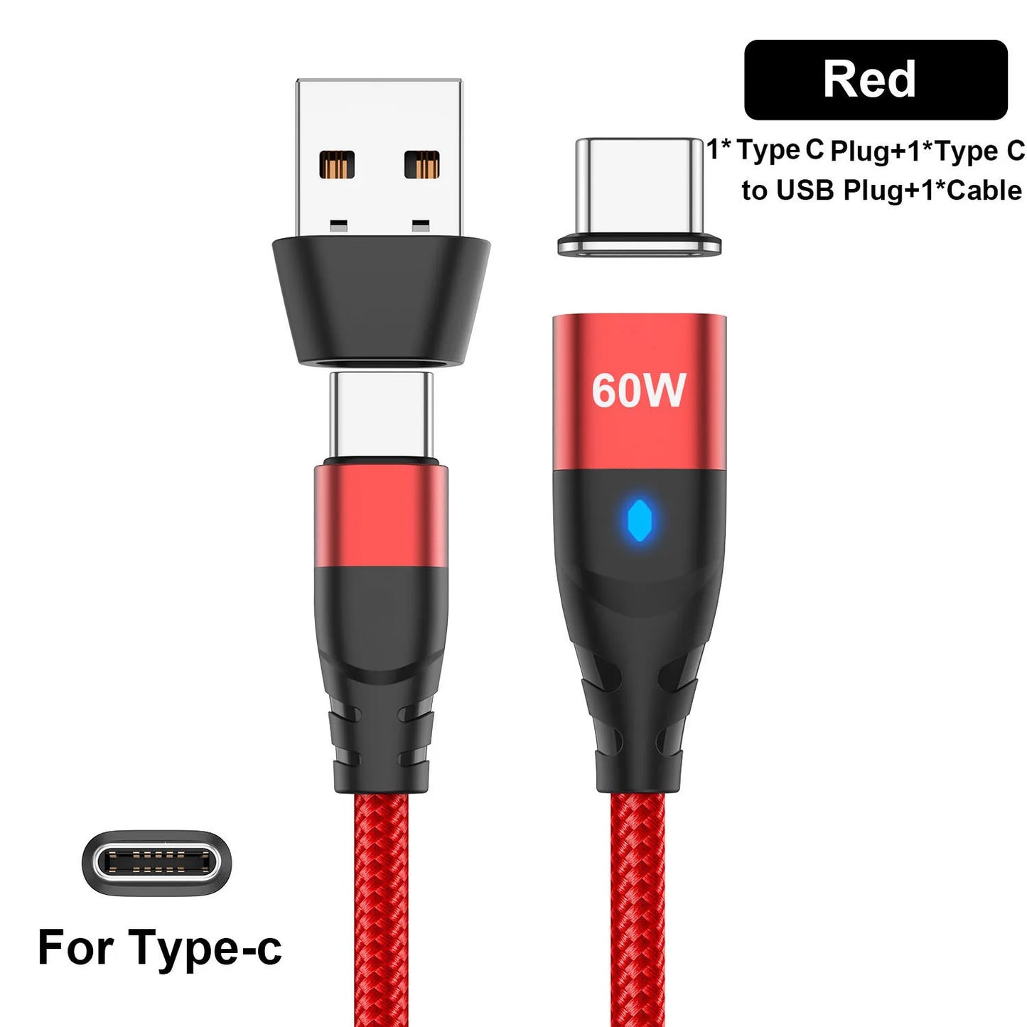 USB-C Magnetic Charging Adapter – 60W Fast Charger & Port Protection