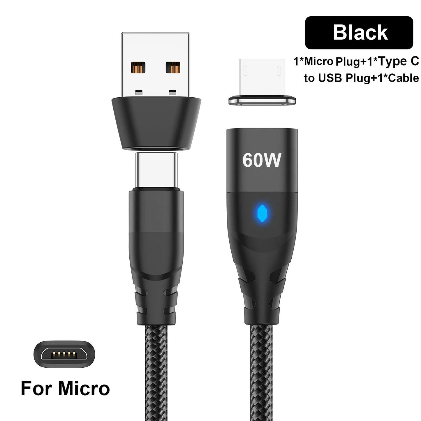 USB-C Magnetic Charging Adapter – 60W Fast Charger & Port Protection