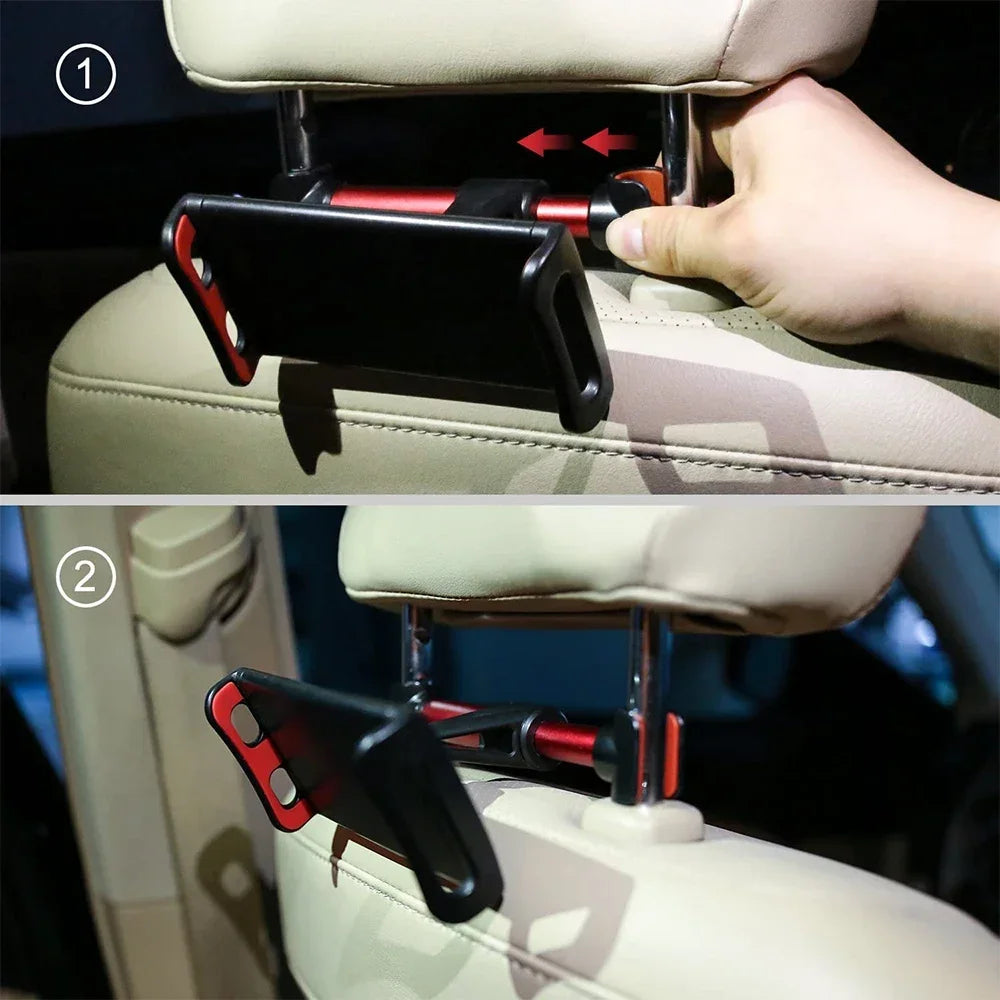 360° Car Headrest Tablet Mount – Back Seat Holder for iPad & Phones