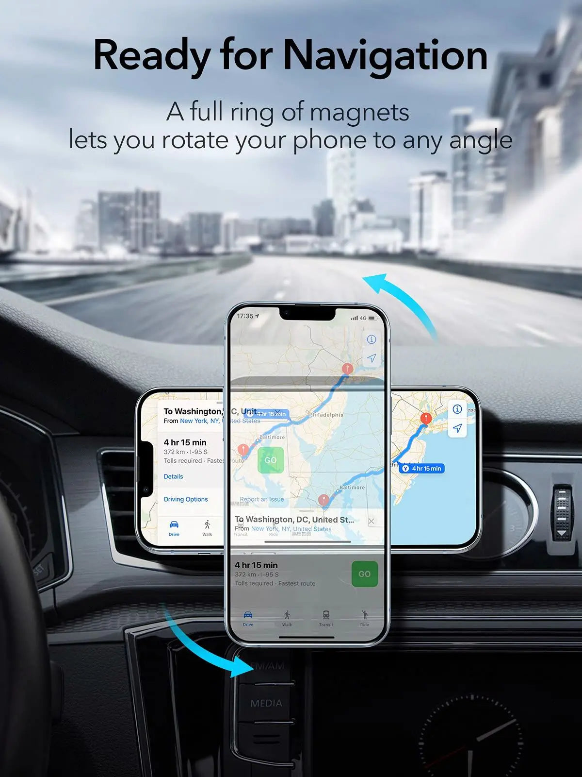 15W Magnetic Car Charger – MagSafe Wireless Mount for iPhone