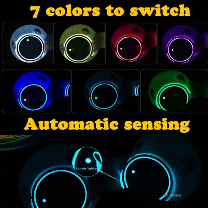 LED Cup Holder Coasters – USB Rechargeable 7-Color RGB Glow