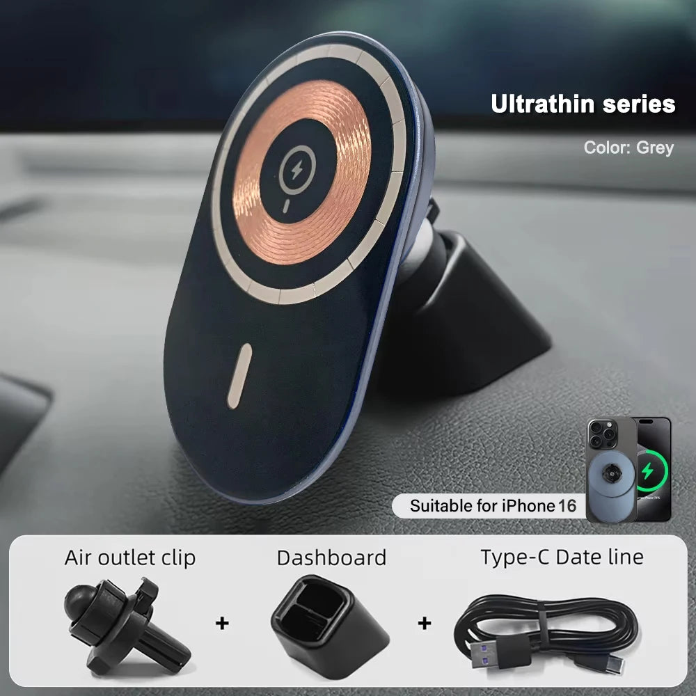 15W Magnetic Car Charger – MagSafe Wireless Mount for iPhone