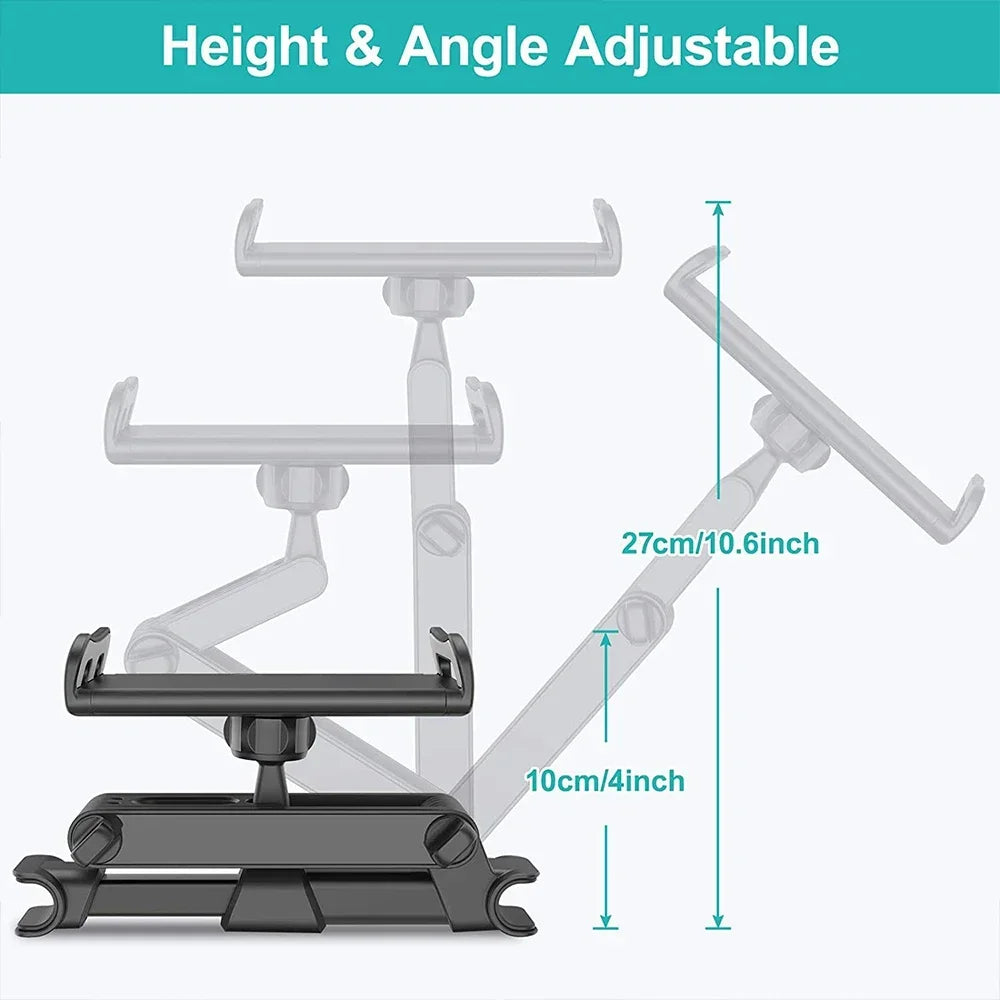 360° Car Headrest Tablet Mount – Back Seat Holder for iPad & Phones