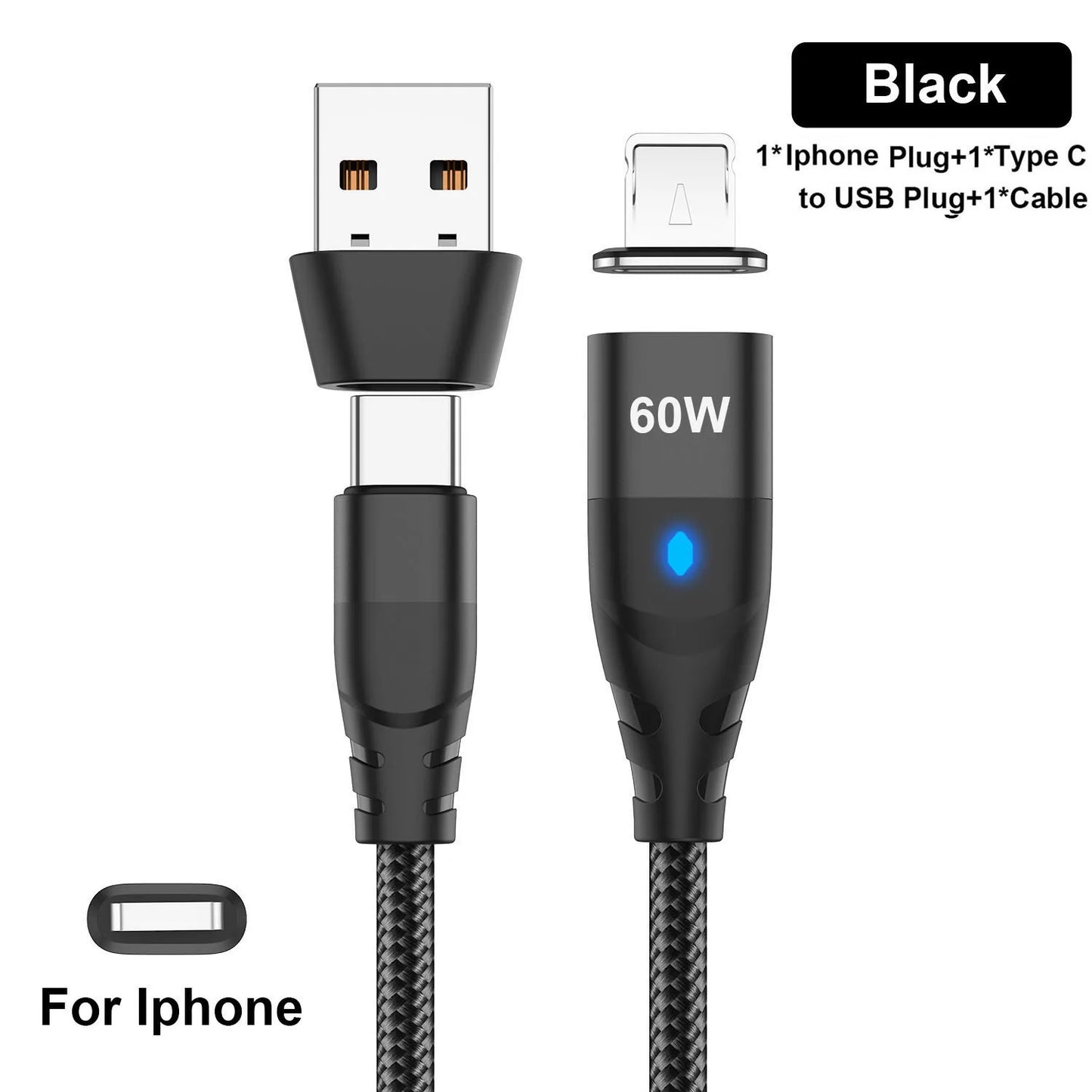 USB-C Magnetic Charging Adapter – 60W Fast Charger & Port Protection