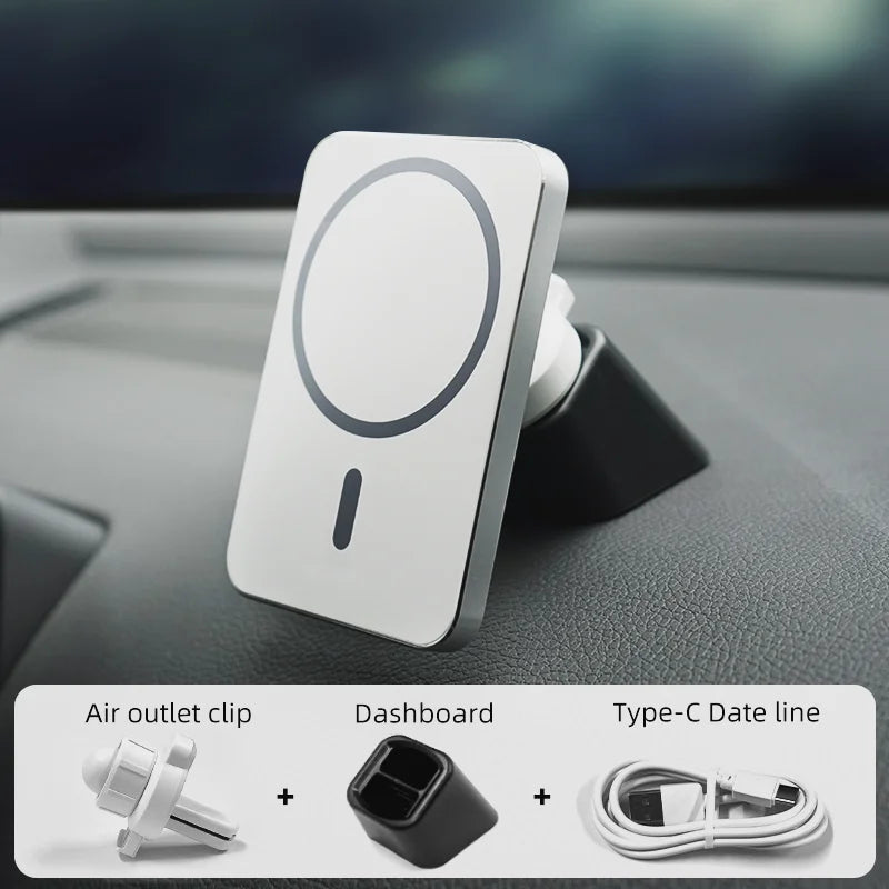15W Magnetic Car Charger – MagSafe Wireless Mount for iPhone