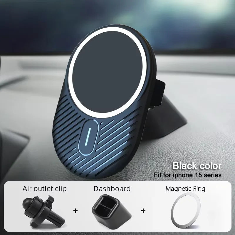 15W Magnetic Car Charger – MagSafe Wireless Mount for iPhone