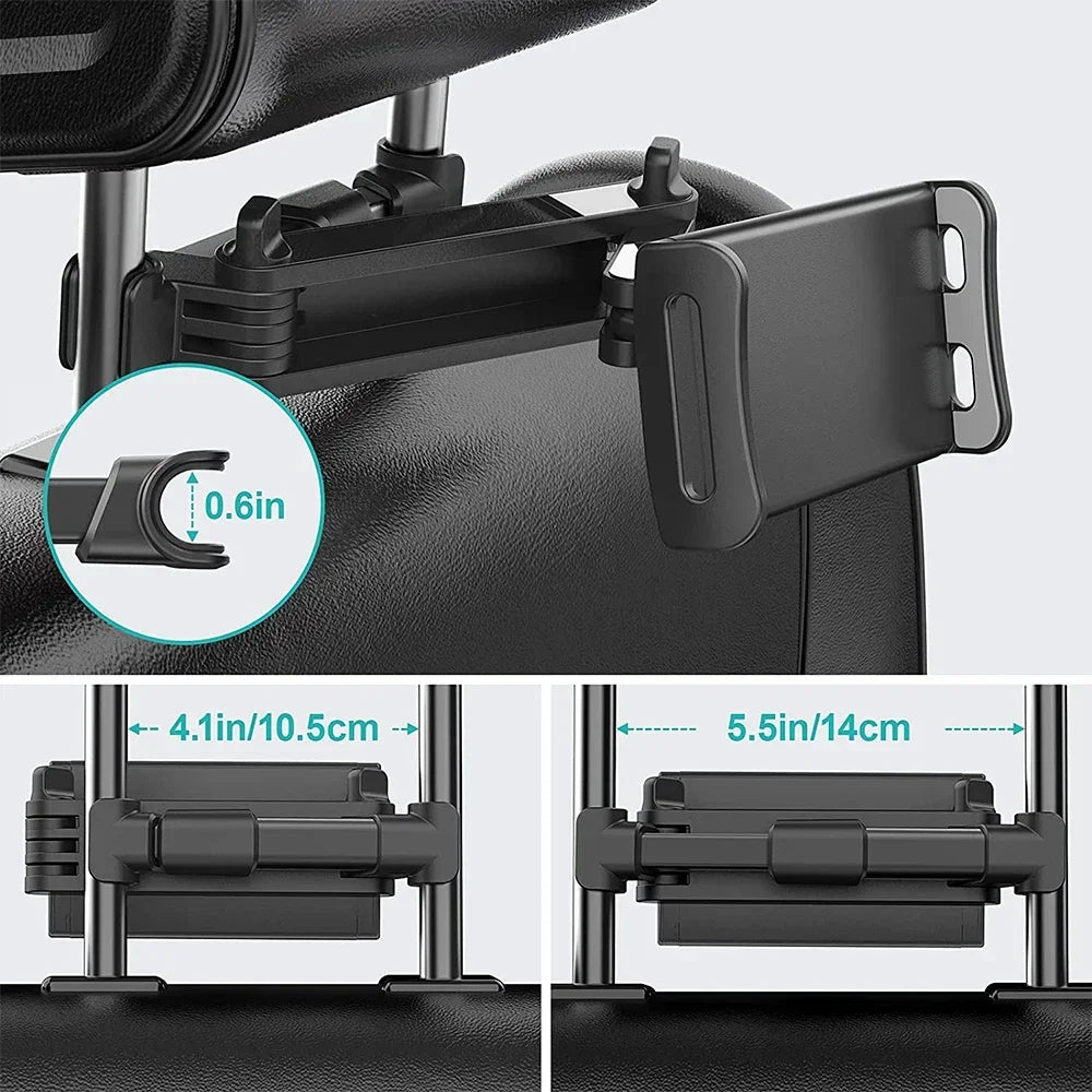 360° Car Headrest Tablet Mount – Back Seat Holder for iPad & Phones