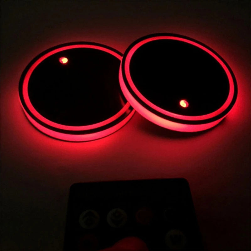 LED Cup Holder Coasters – USB Rechargeable 7-Color RGB Glow