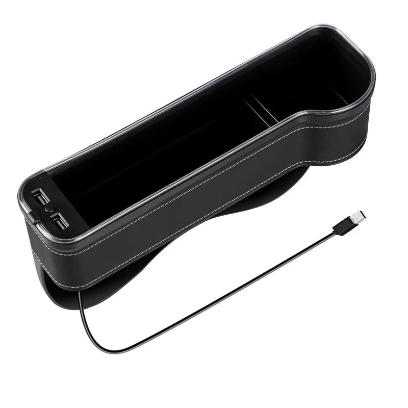 LED Car Seat Gap Organizer. Premium Leather with 2 USB Ports