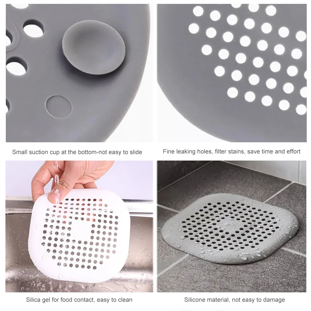 Silicone Shower Hair Catcher Non-Slip Drain Cover for Bathroom & Sink