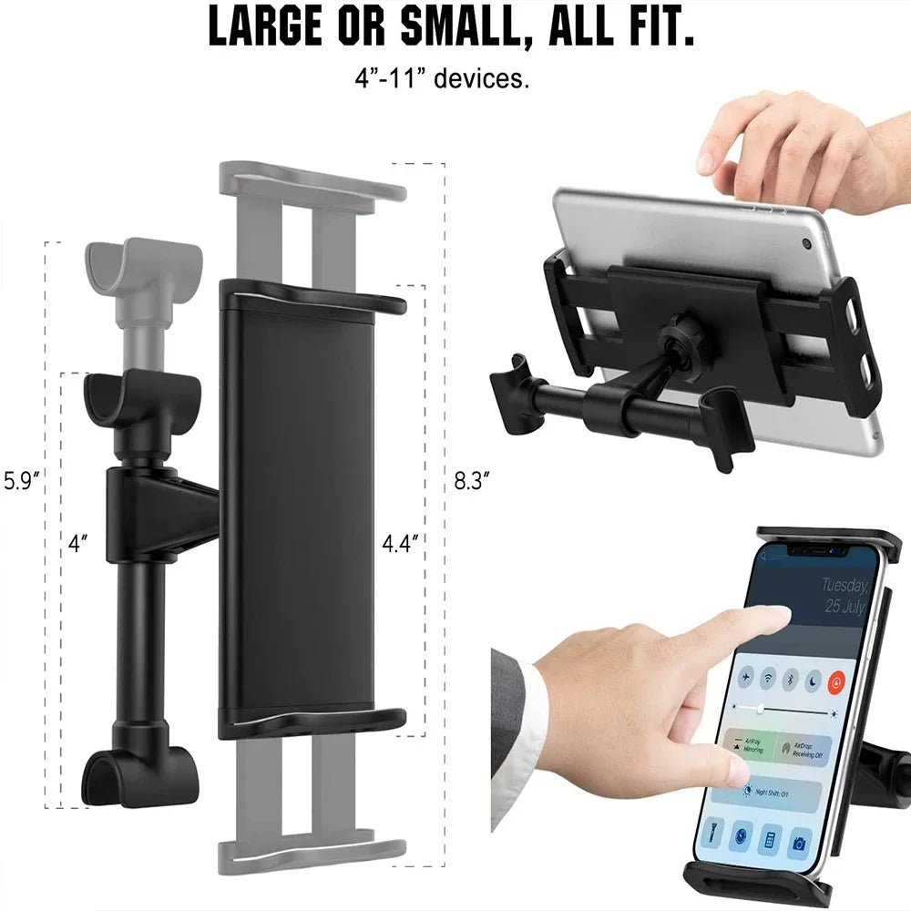 360° Car Headrest Tablet Mount – Back Seat Holder for iPad & Phones