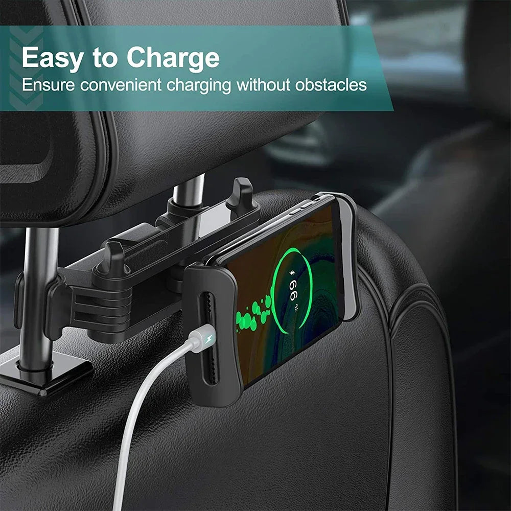 360° Car Headrest Tablet Mount – Back Seat Holder for iPad & Phones