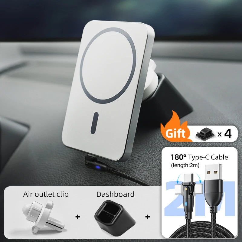 15W Magnetic Car Charger – MagSafe Wireless Mount for iPhone
