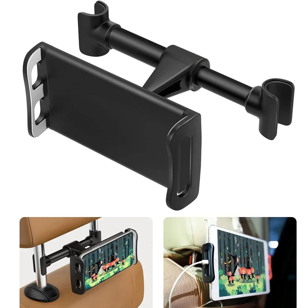 360° Car Headrest Tablet Mount – Back Seat Holder for iPad & Phones