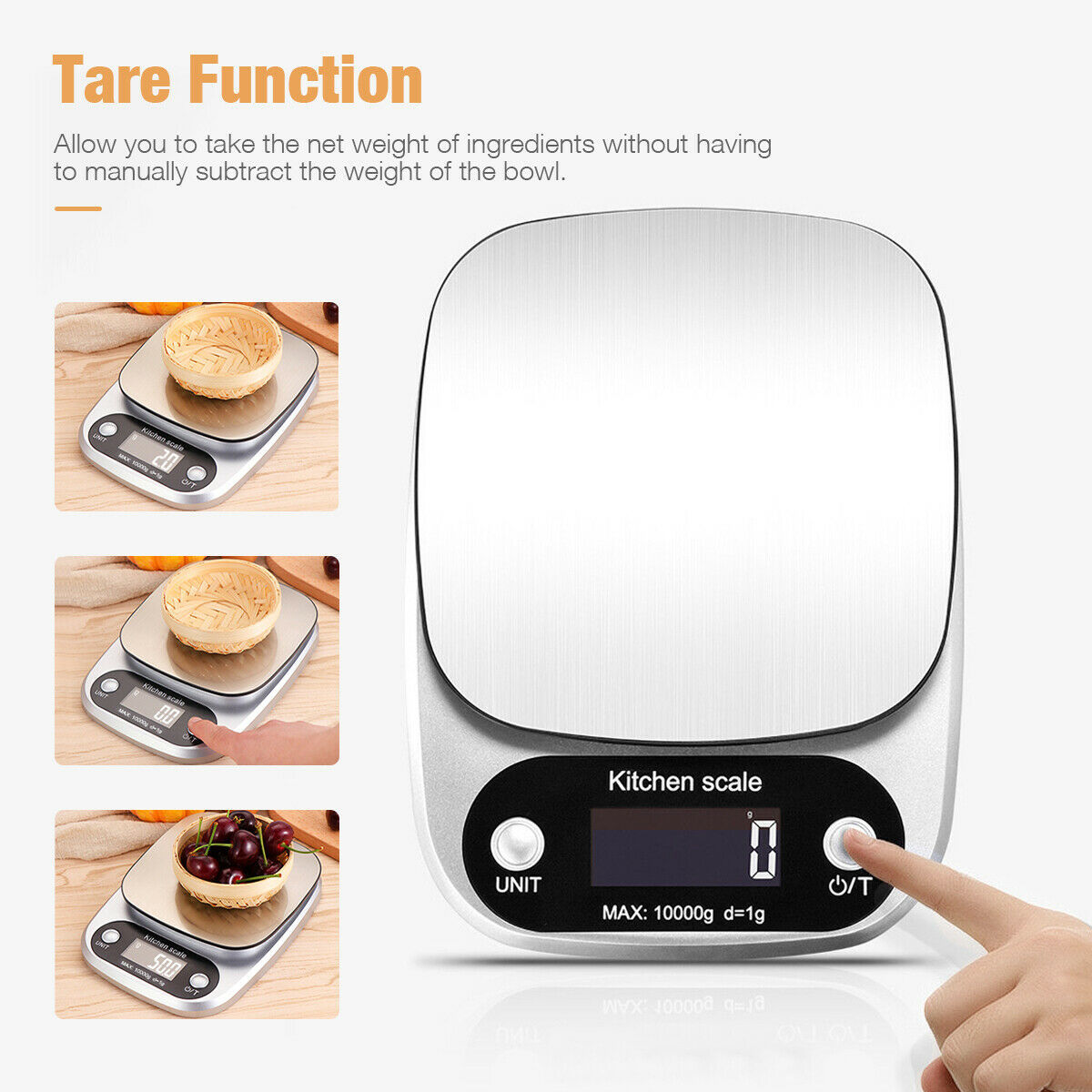 Digital Kitchen Scale – Stainless Steel Food Scale with LCD Display