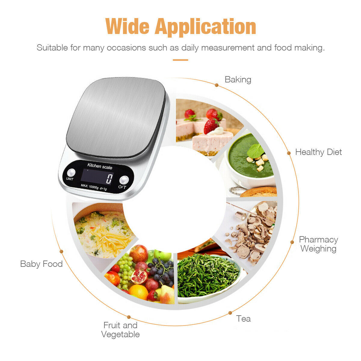 Digital Kitchen Scale – Stainless Steel Food Scale with LCD Display