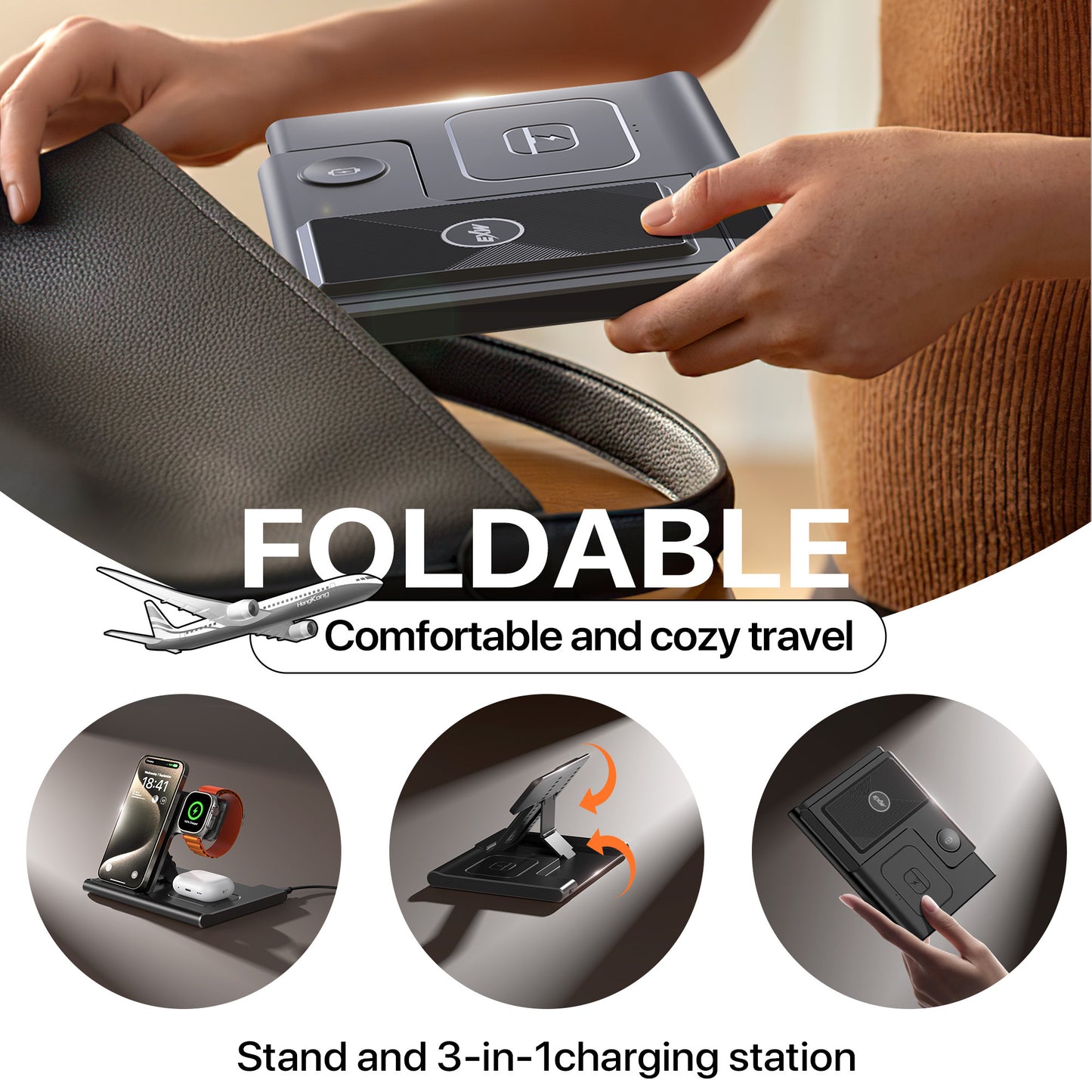 3-in-1 Wireless Charging Station – Fast 15W Dock