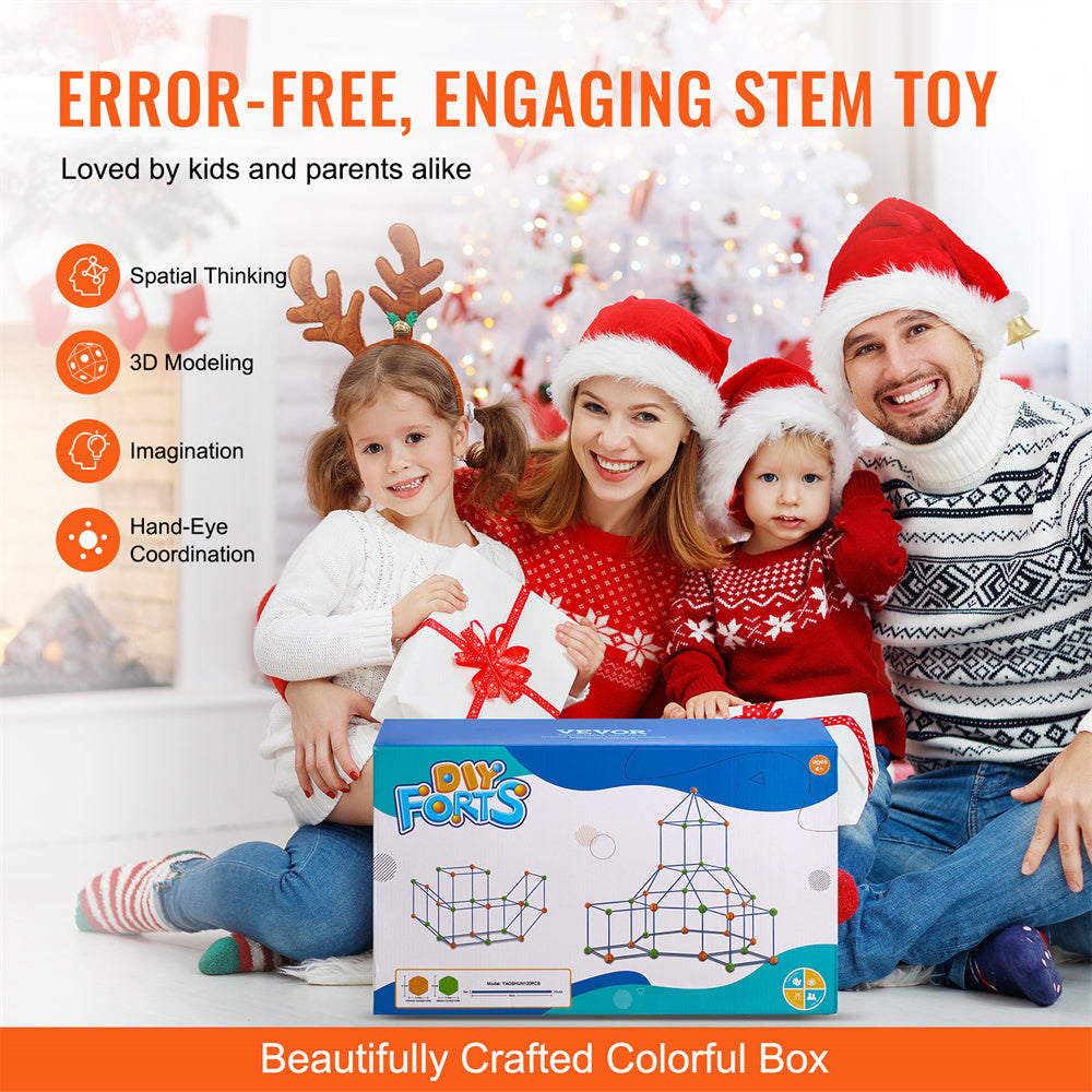 VEVOR Kids Fort Building Kit – 120PCS STEM Construction Toy Castle Play Set