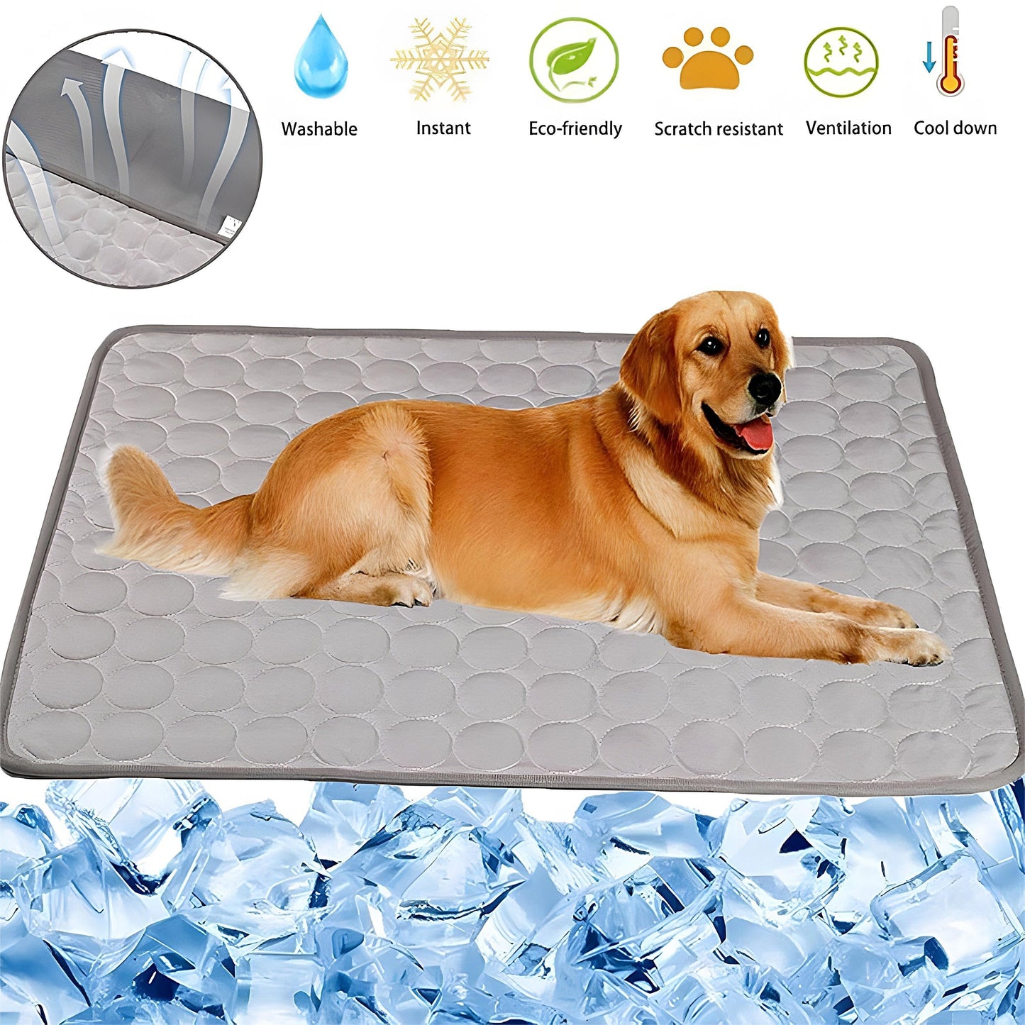 ChillMate™ Dog Cooling Mat – Non-Toxic Ice Silk Pad for Crates, Beds