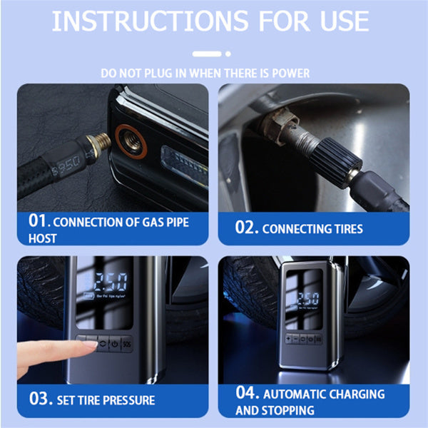 Mini Tire Inflator – Portable Cordless Car Air Compressor with LED Display & Auto Shut-Off