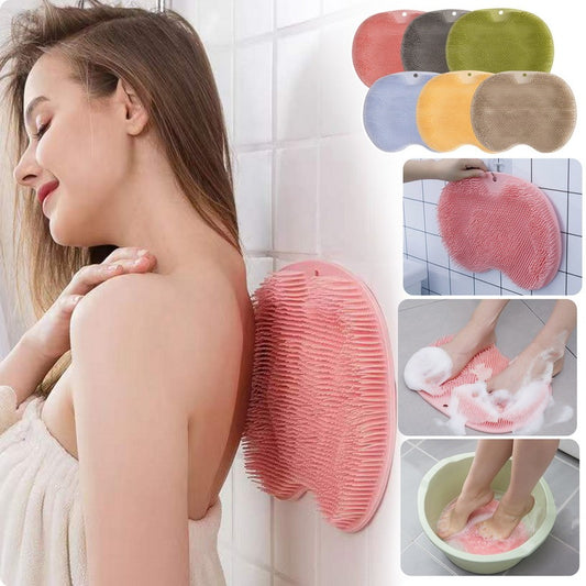 2-in-1 Non-Slip Massage Bath Mat – Suction Cup Back Scrubber & Foot Pad