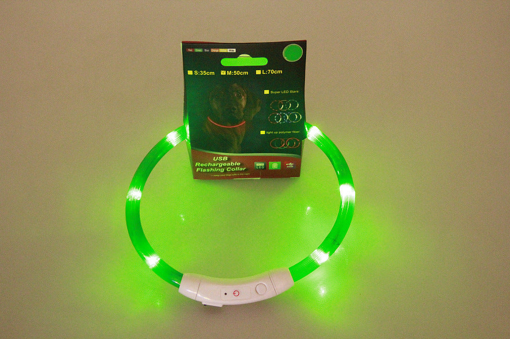 LED Dog Collar – USB Rechargeable, Waterproof Light-Up Safety Necklace for Night Walking