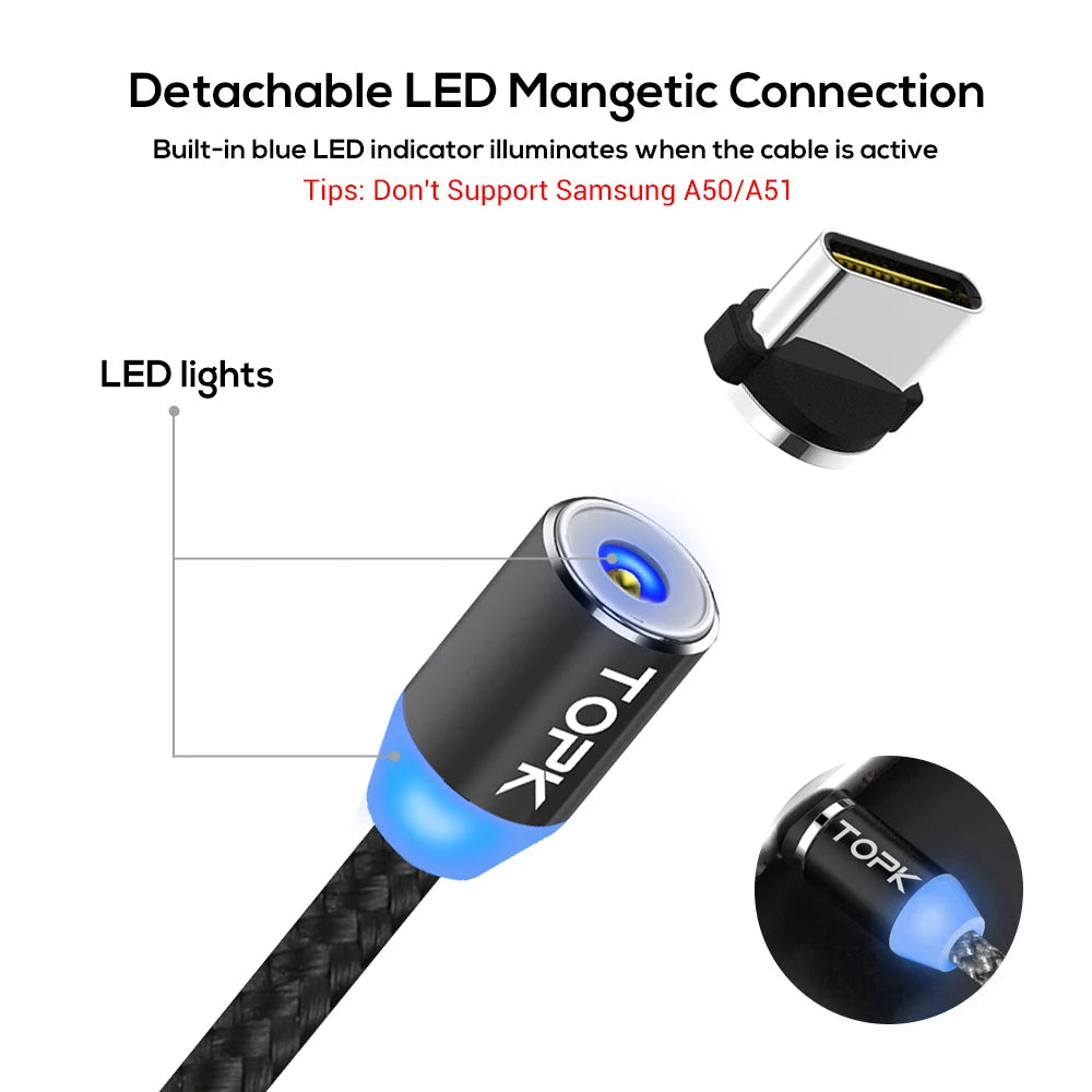 3-in-1 Magnetic Charging Cable | USB-C, Lightning, Micro USB