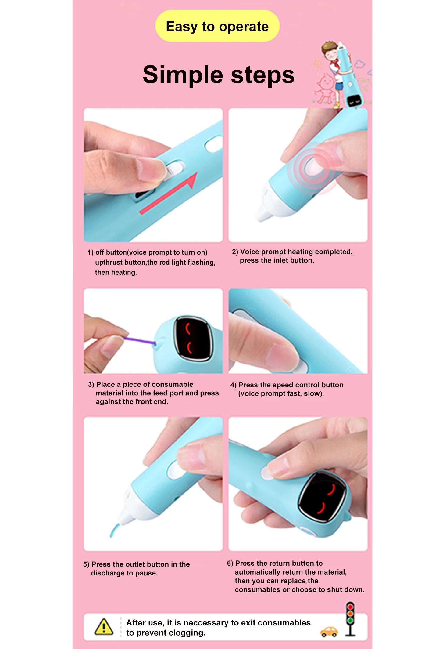 Safe 3D Printing Pen for Kids – Low Temp DIY Drawing Tool | Sounkary™