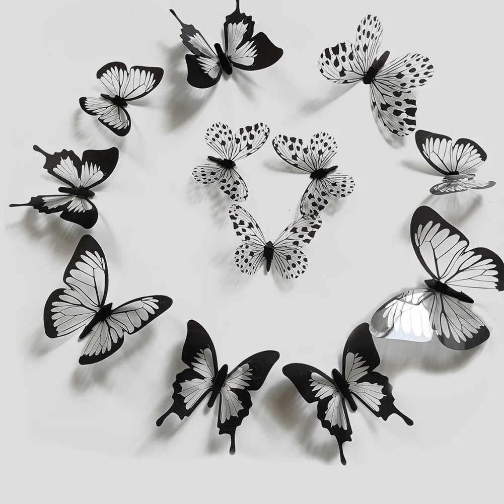 3D Butterfly Wall Stickers – 24Pcs Black & White Removable Home Décor