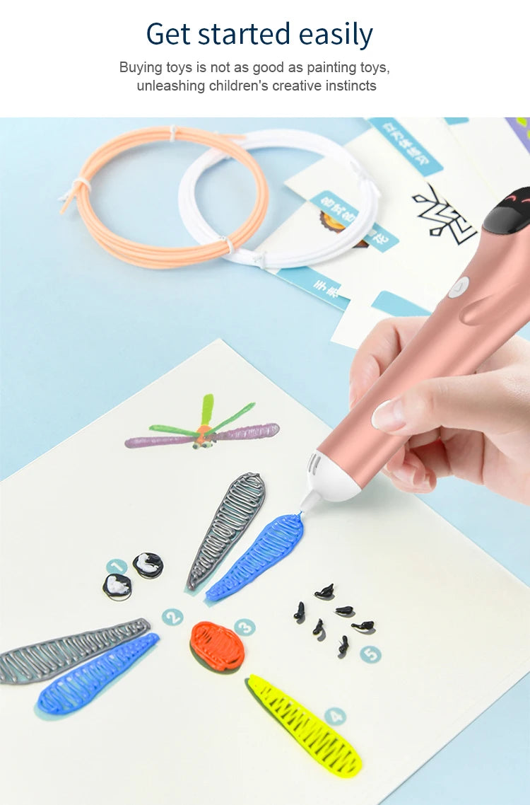 Safe 3D Printing Pen for Kids – Low Temp DIY Drawing Tool | Sounkary™