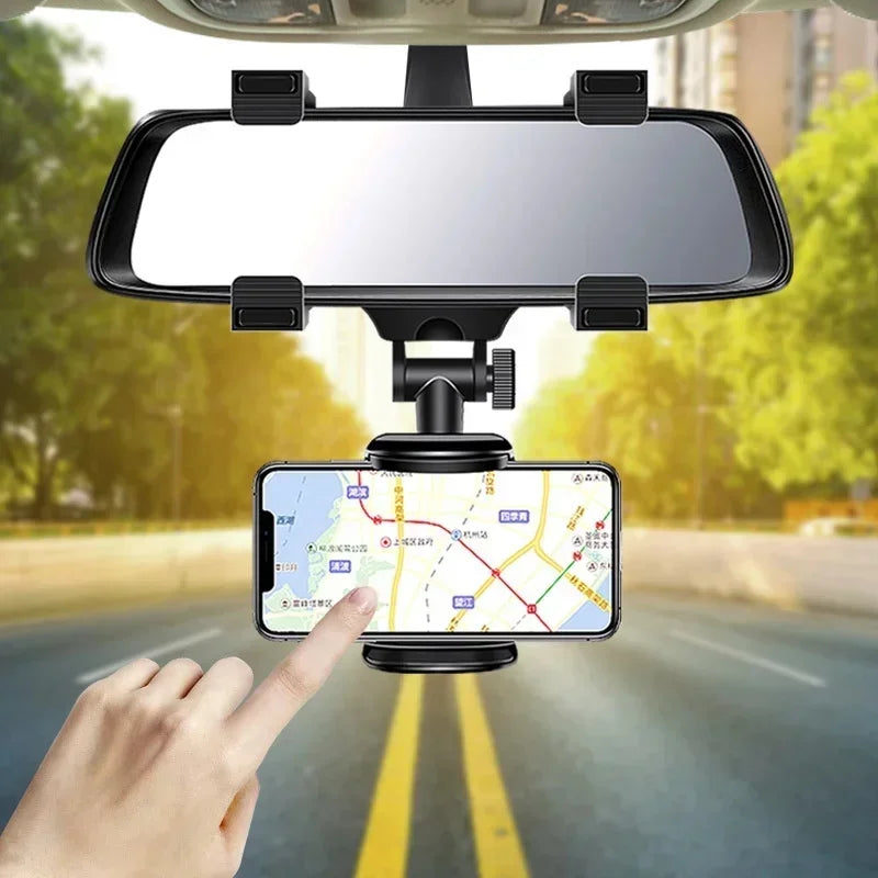 360° Rotating Car Phone Holder – Rearview Mirror Hands-Free Mount