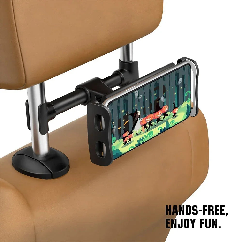 360° Car Headrest Tablet Mount – Back Seat Holder for iPad & Phones