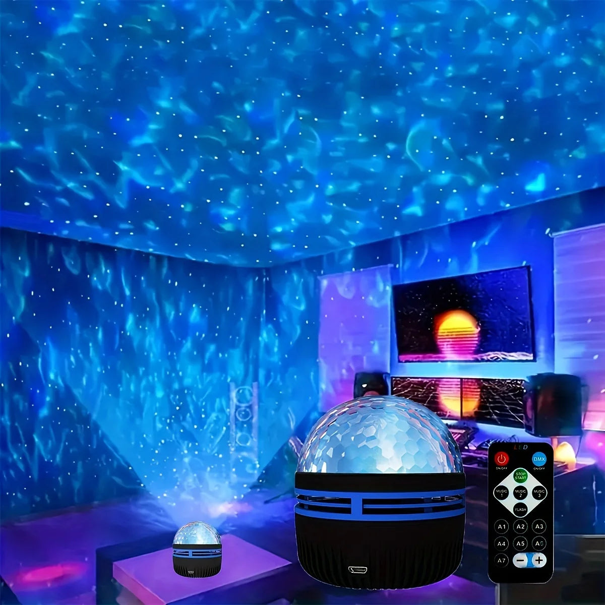 LED Galaxy Star Projector | 360° Rotation, USB Rechargeable