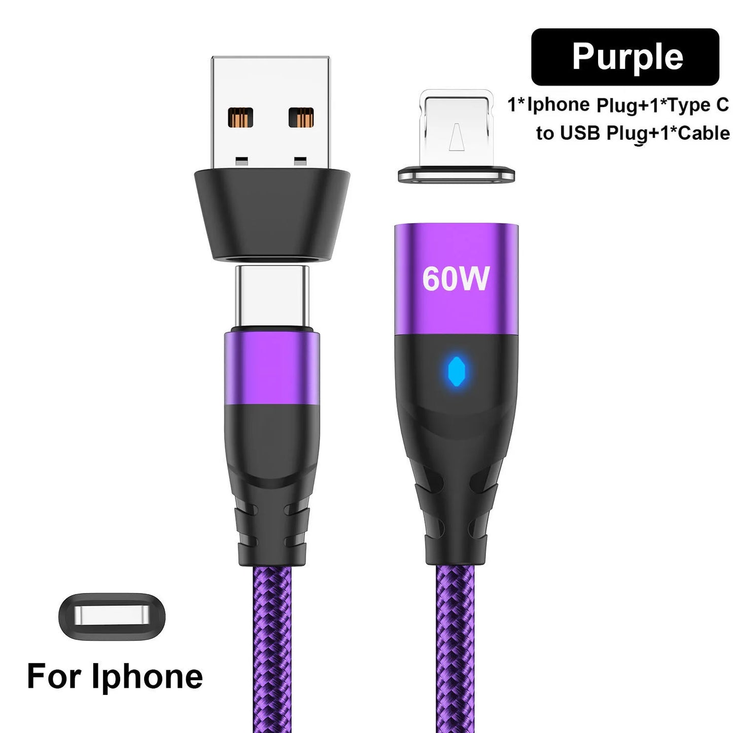 USB-C Magnetic Charging Adapter – 60W Fast Charger & Port Protection
