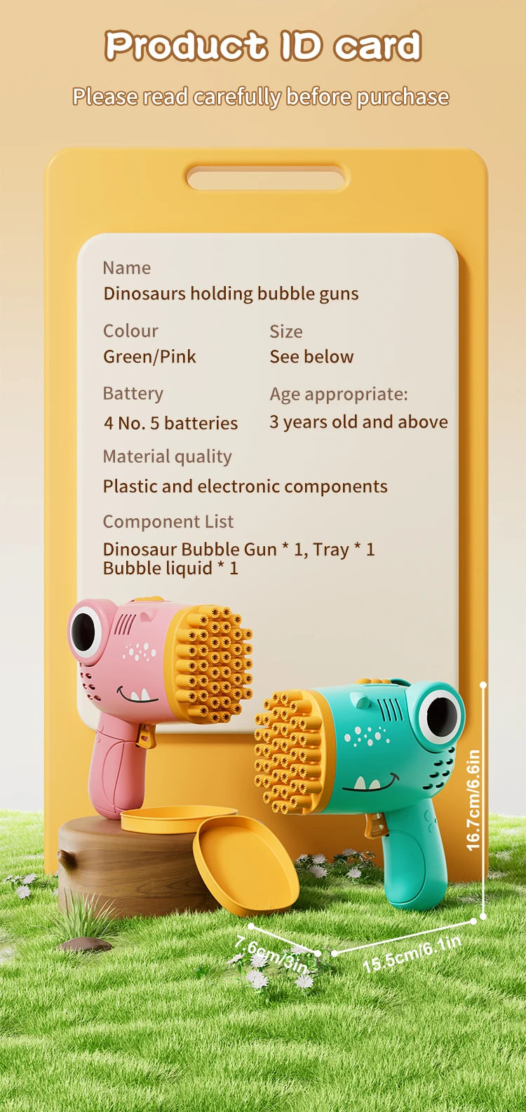 Dino Bubble Gun for Kids – Automatic Bubble Blaster Toy