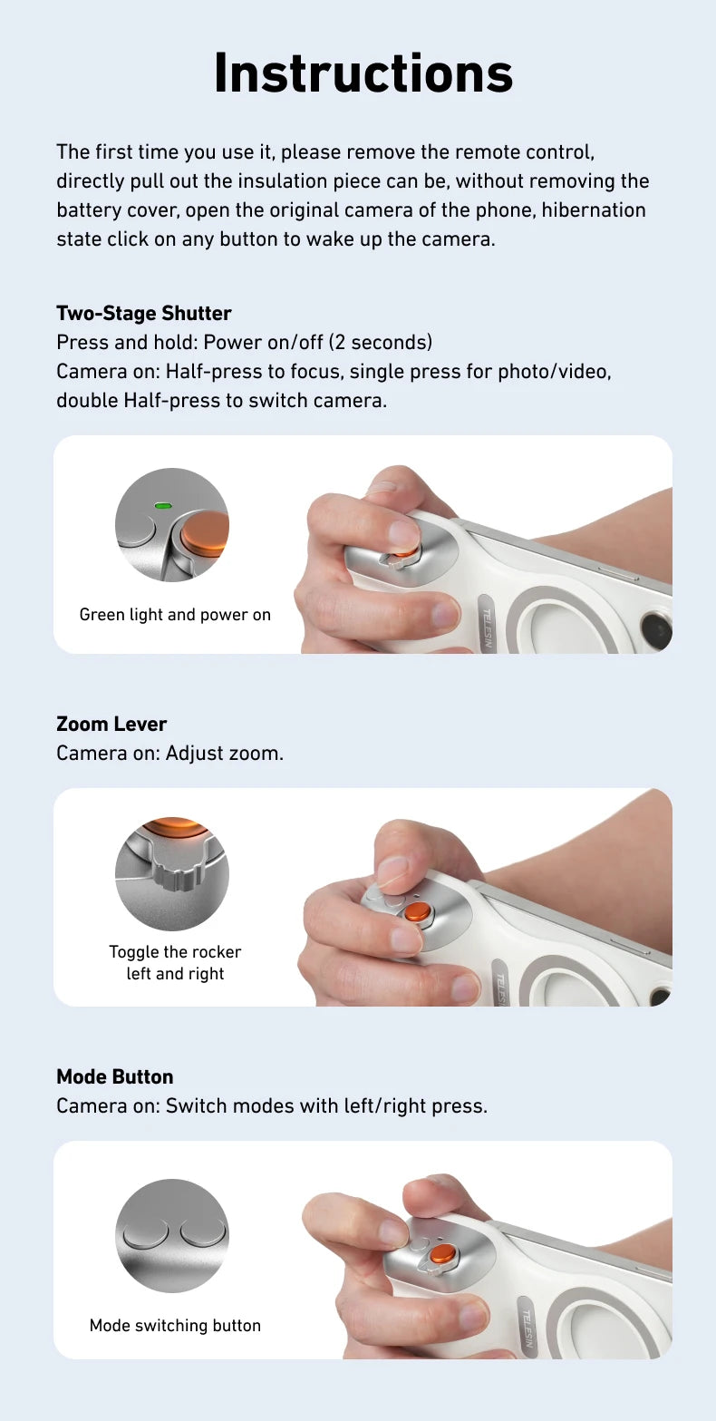 Magnetic Phone Grip with Remote – Pro Video Handle for iPhone & Android